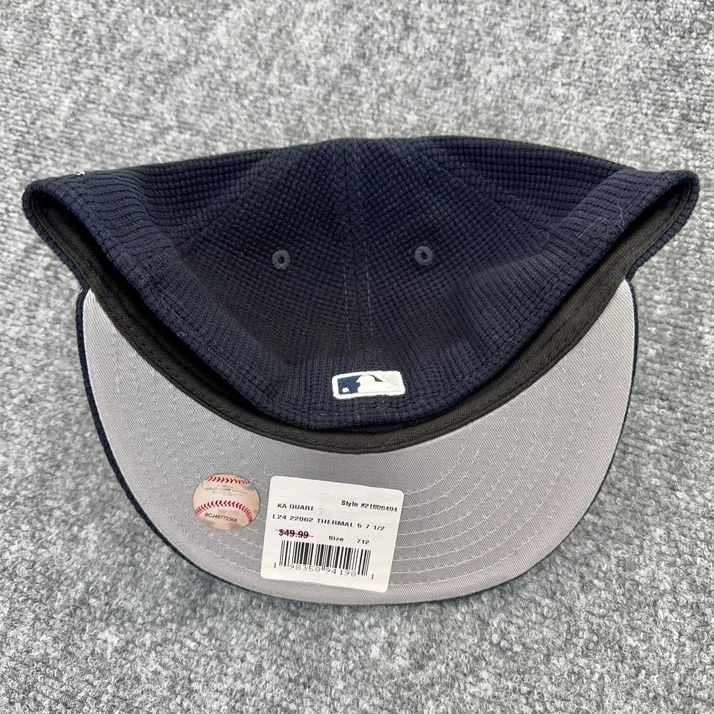 New York Yankees Hat New Era‎ 59FIFTY Fitted 7 1/2 Thermal Waffle Blue White Cap